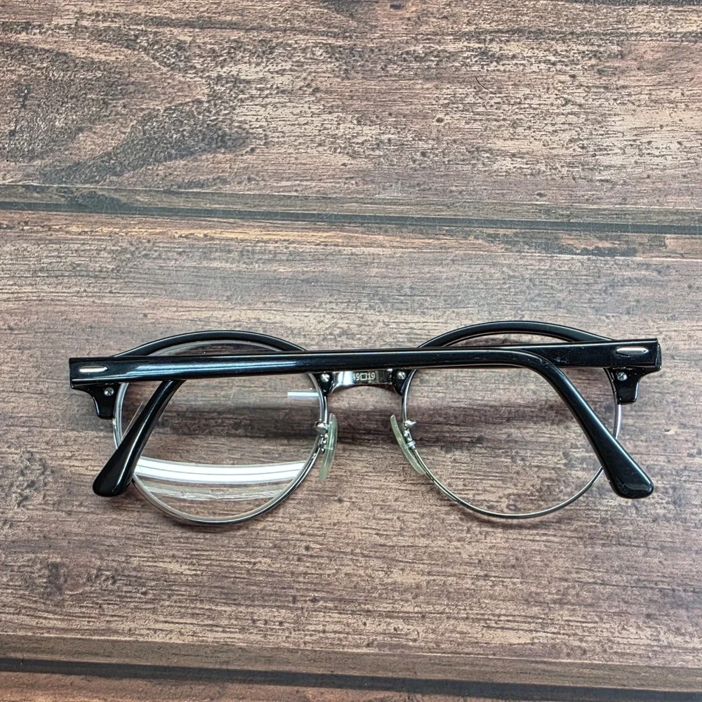 Ray-Ban RB 4246-V 2000 Clubround Eyeglasses Black Silver 49-19-140 Mens Womens